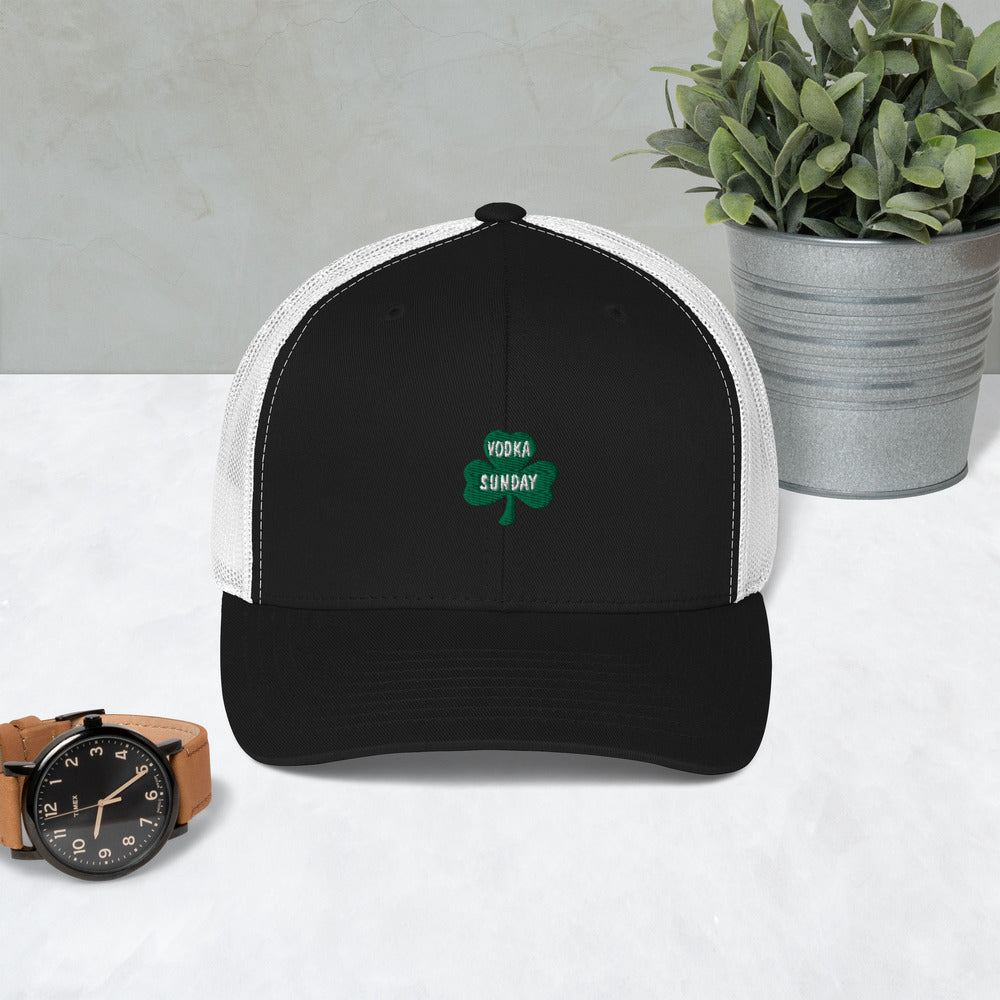 Black and White Hats - Retro Trucker Hat - Vodka Sunday