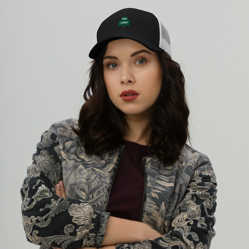 Best Quality white Retro trucker Cap - Vodka Sunday