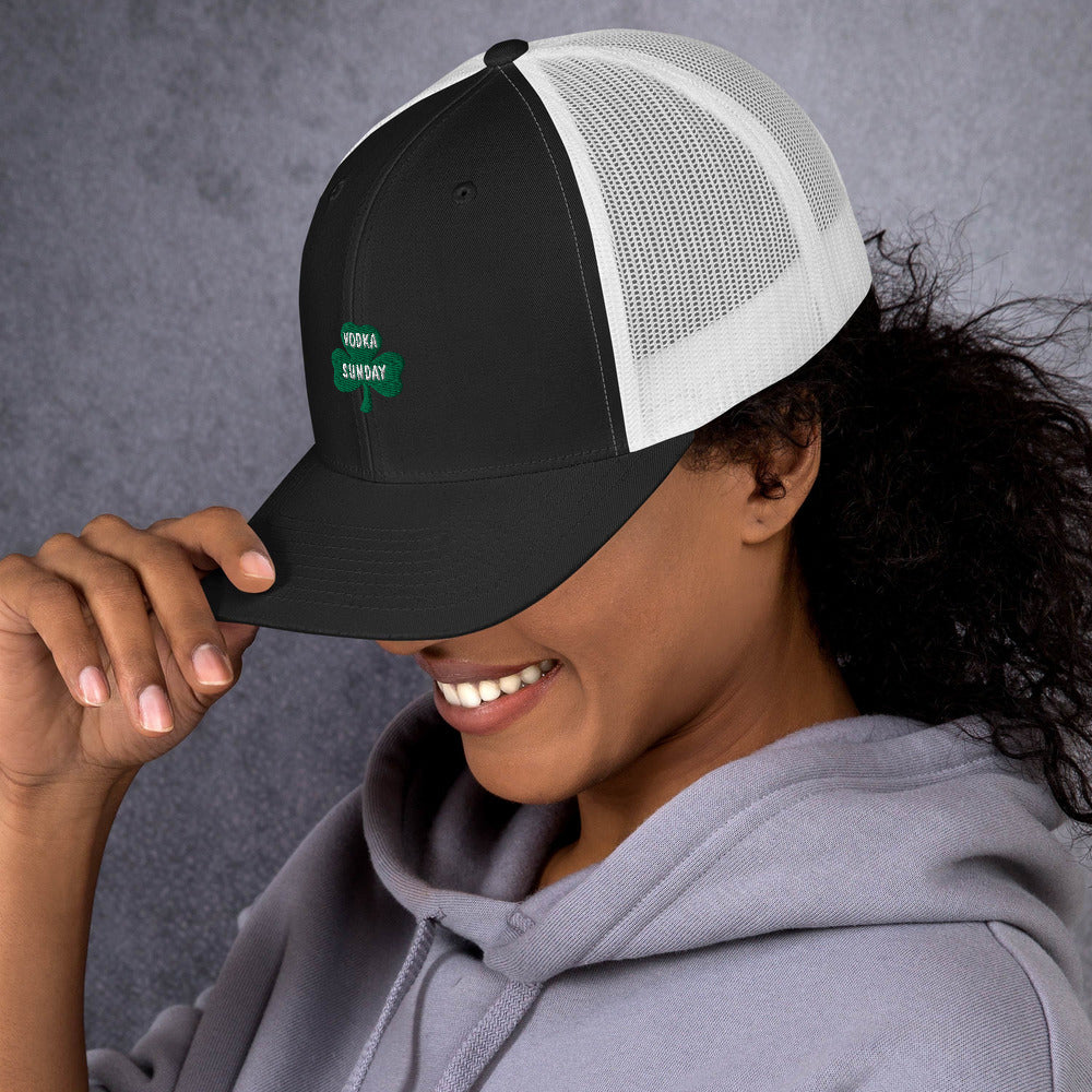 St. Paddy's Day Trucker Cap - Trucker Black and White Hat