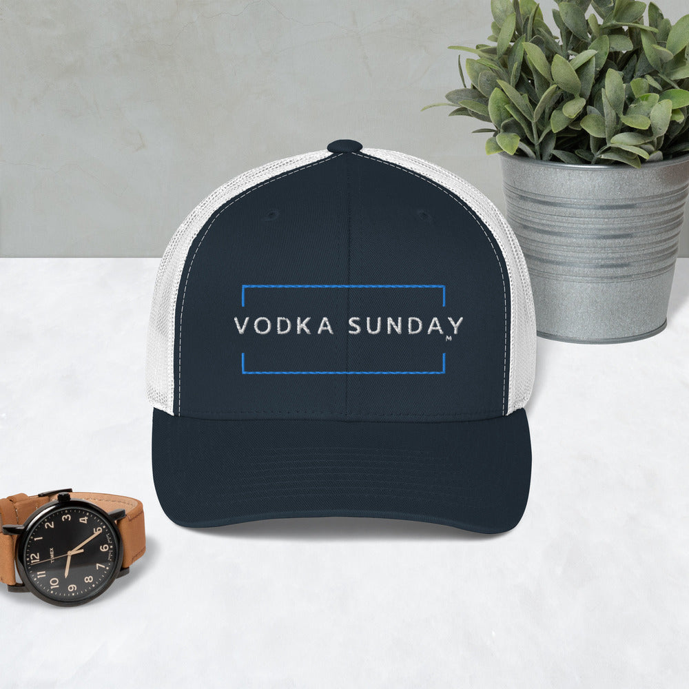 Black and White Trucker Cap - Vodka Sunday Hats