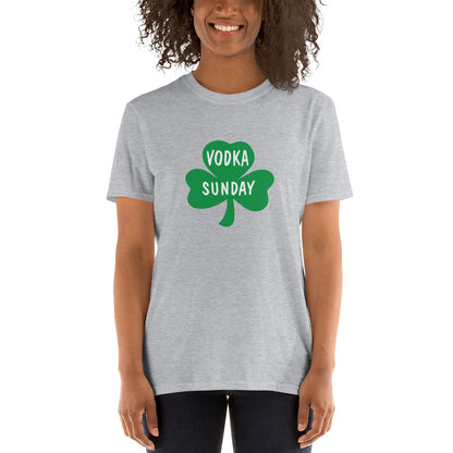 St. Paddy's Day Short Unisex Grey T-Shirt- Vodka Sunday